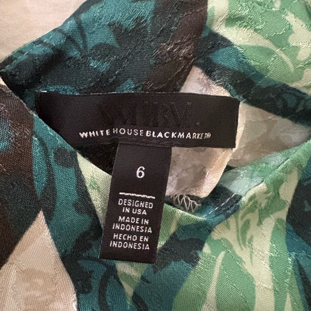 White House Black Market Green Leaf Print Dress - Picture 4 of 6